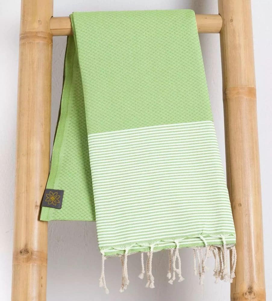 Tuch *Fouta* Hamamtuch Wabenmuster, Fresh Grass 200x100cm – Bild 4