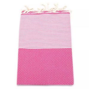 Tuch *Fouta* Hamamtuch Wabenmuster, Fuchsia Flower 140x70cm
