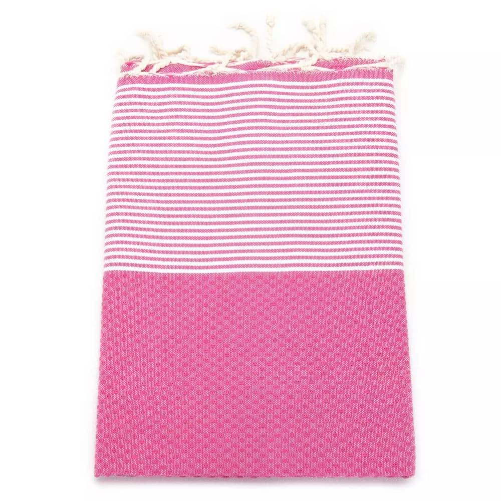 Tuch *Fouta* Hamamtuch Wabenmuster, Fuchsia Flower 140x70cm