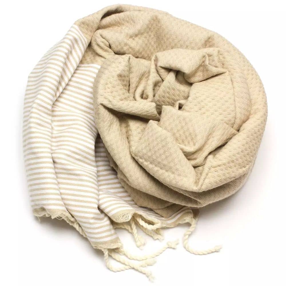 Tuch *Fouta* Hamamtuch Wabenmuster, Natural Raffia 200x100cm – Bild 2