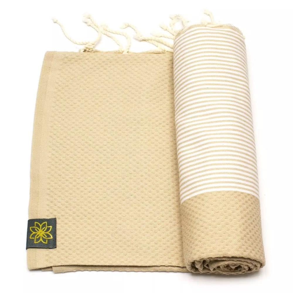 Tuch *Fouta* Hamamtuch Wabenmuster, Natural Raffia 200x100cm – Bild 3
