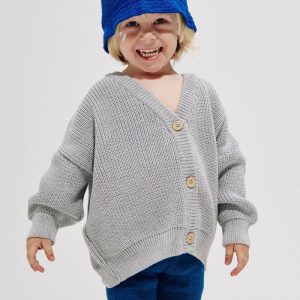 Merino Strickjacke, Grau