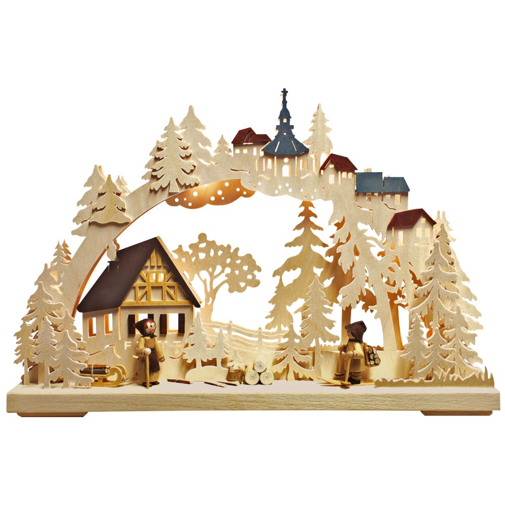 Schwibbogen Holzsammler elektrisch beleuchtet