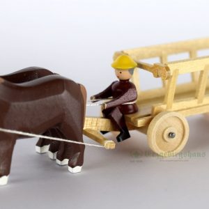 Pferde-Gespann natur, offener Ernte-Wagen