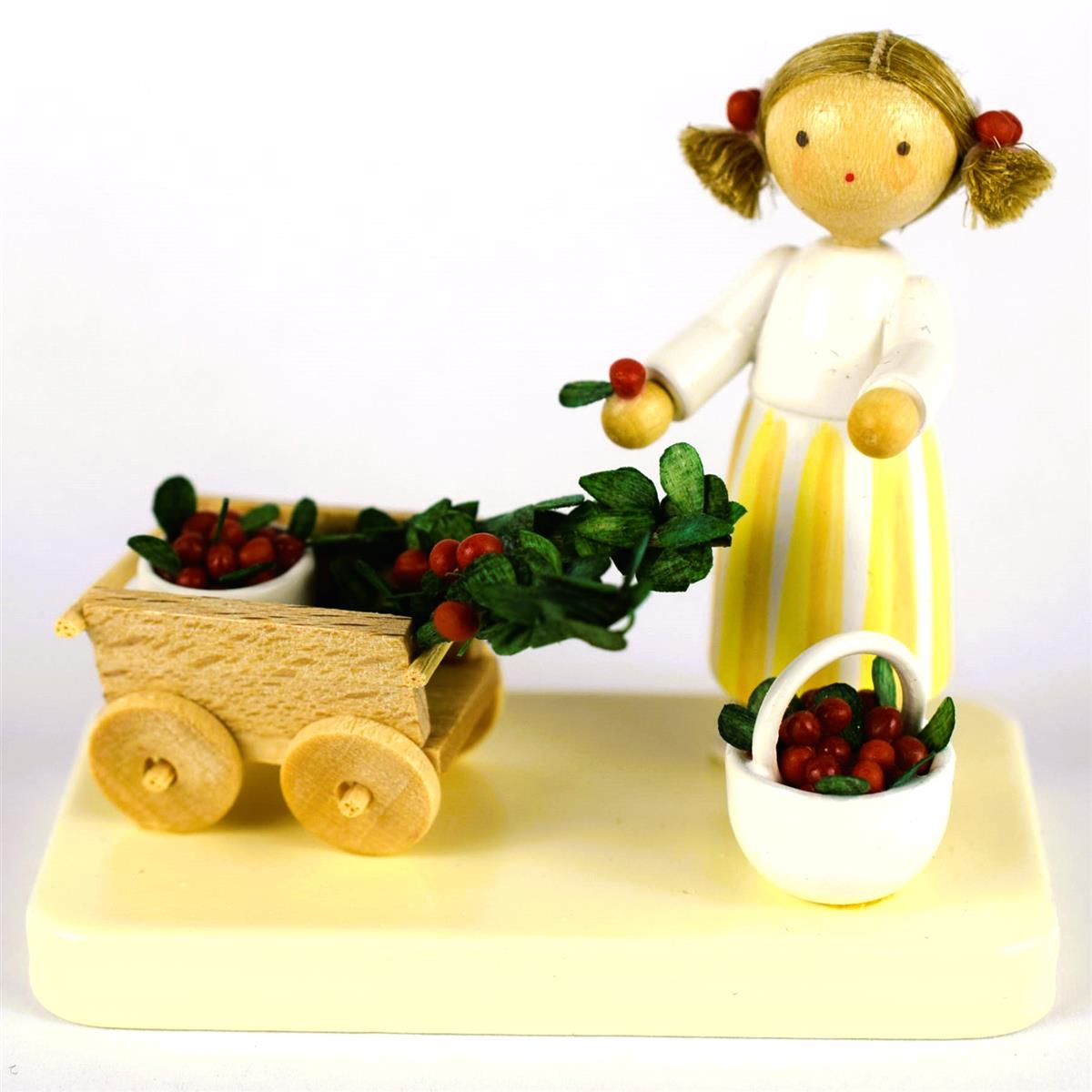 Kirschenernte – Mädchen mit Wagen und Kirschen