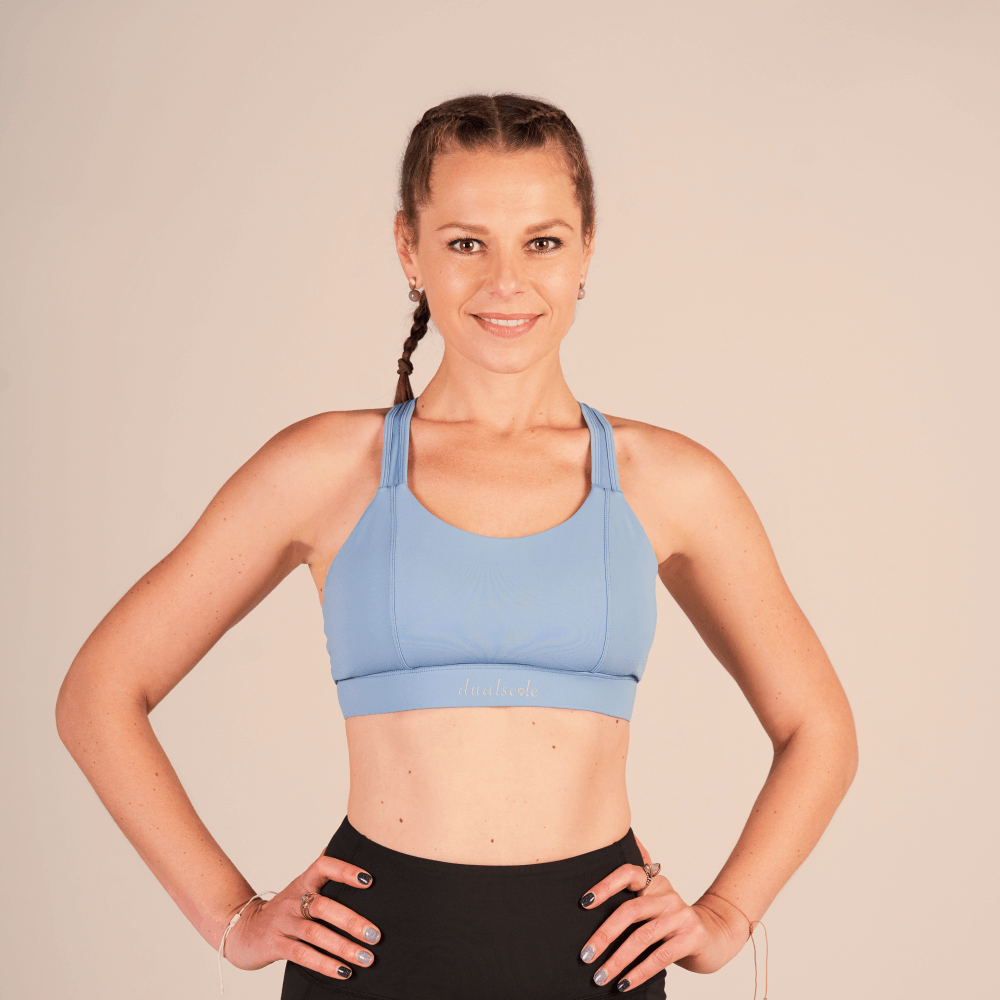 Dualseele – Bequeme Eco Sport BH Damen – Blau GRÖSSE : XS