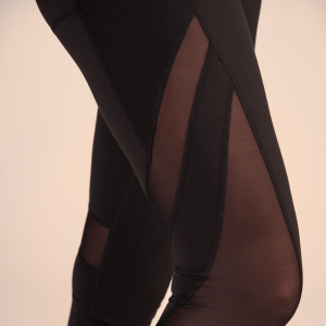 Dualseele – Bequeme Eco Yoga Leggings – Schwarz mit Netz GRÖSSE : L