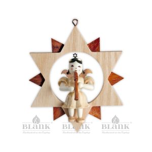 Blank Kurzrockengel im Stern mit Blockflöte