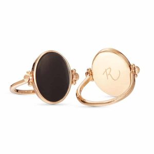 Personalisierter Emaille Flip Ring in 18kt Vergoldung