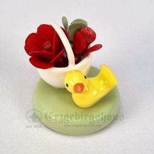 Miniatur Rosenkörbchen, rot mit Entchen – Flademiniaturen
