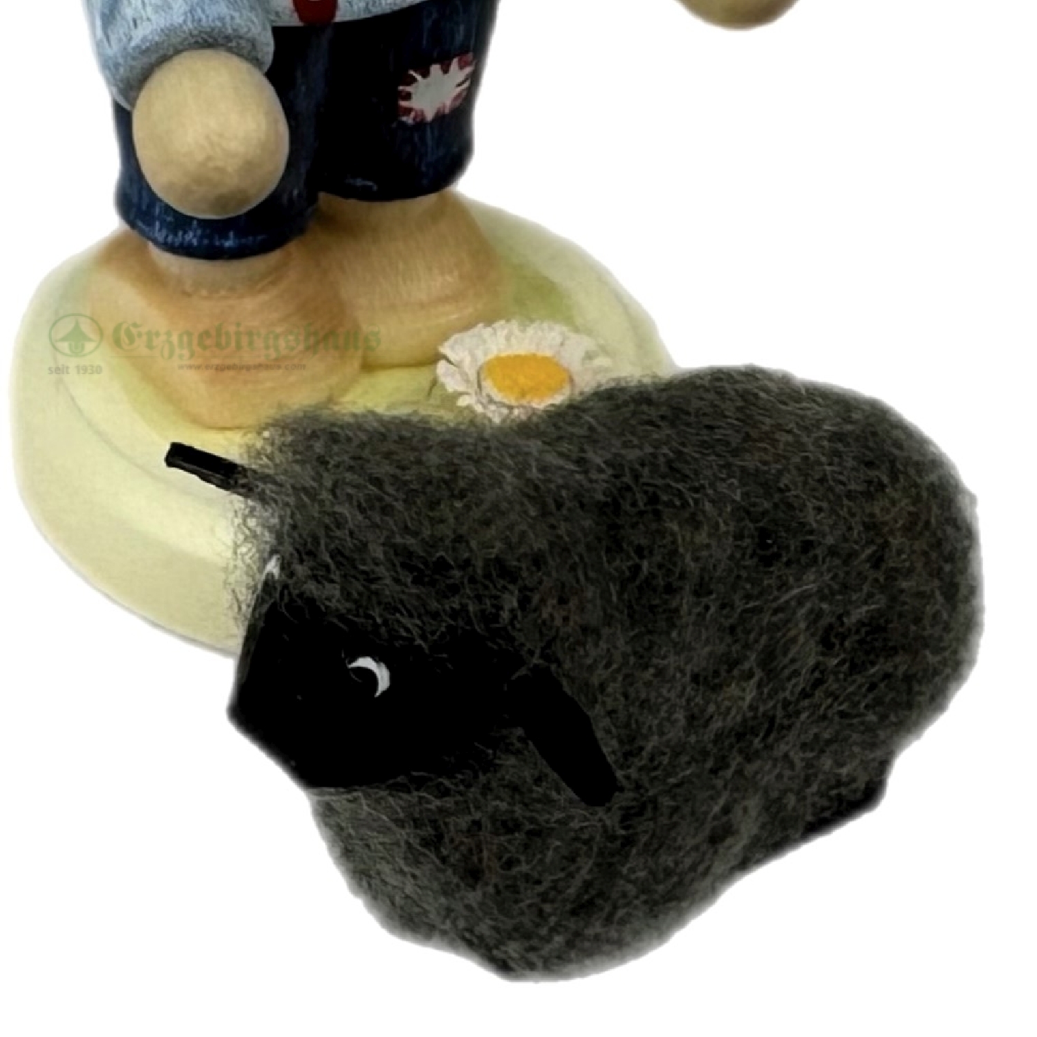 Junge mit schwarzem Schaf 2-teiliges Set – feine Holzminiatur – Neuheit 2024 – Flachshaarkind – Bild 2