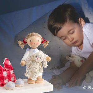 Gute-Nacht-Engel – feine Holzminiatur – Neuheit 2025 – Flachshaarengel