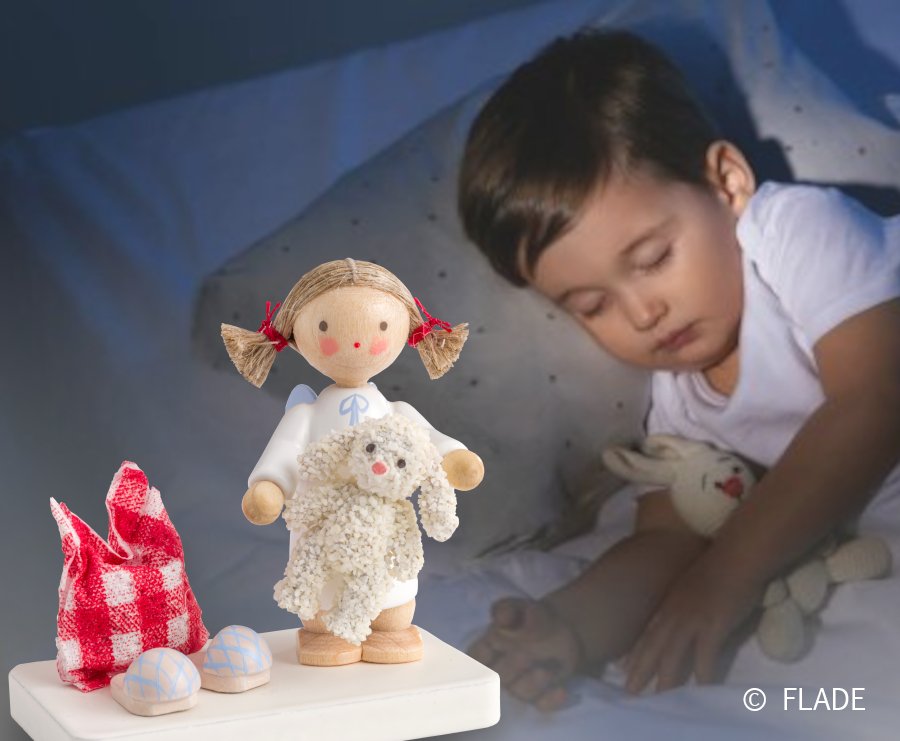 Gute-Nacht-Engel – feine Holzminiatur – Neuheit 2025 – Flachshaarengel