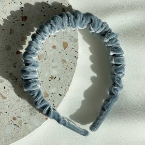 Geraffter Haarreif, Samt Hellblau