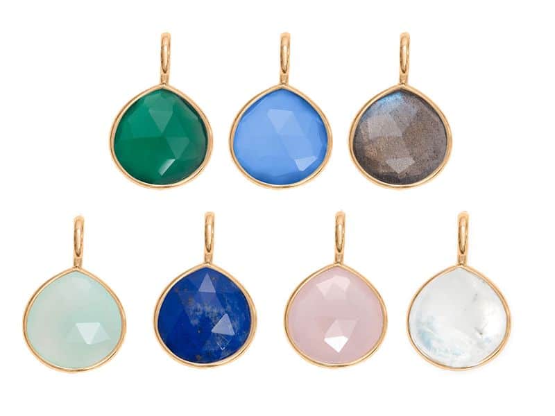 Personalisierte große gehämmerte Plättchen Halskette mit Halbedelstein in 925er Sterlingsilber – Bild 3