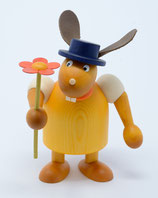 Hase groß mit Hut und Blume