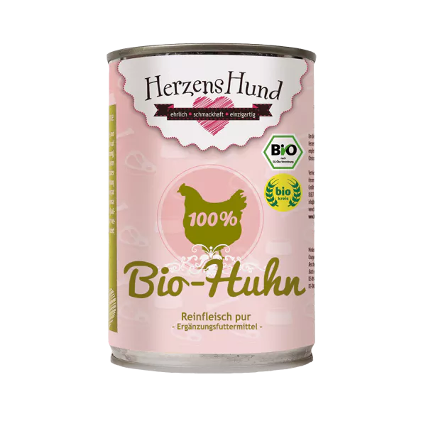 HerzensHund | Bio-Huhn Reinfleisch pur 400g Dosen