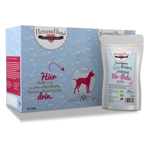 HerzensHund | Hundefutter Bio-Pute mit Bio-Karotte -getreidefrei – 15 x 130g