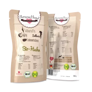HerzensHund | Hundefutter nass Bio-Huhn mit Bio-Gemüse 130g