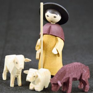 Hirte mit 3 Schafen gebeizt