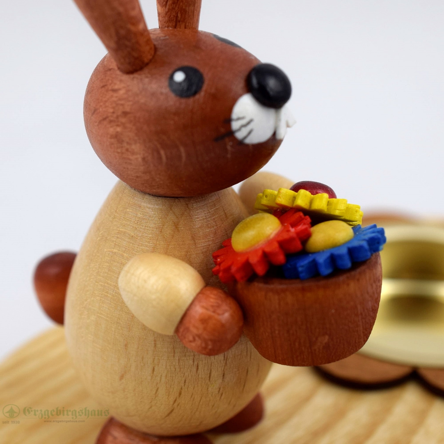 Teelichthalter Hase natur mit Blumentopf – Bild 2