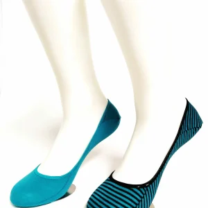 2 Paar Calze Footies Ringel/Uni Petrol, 35-38