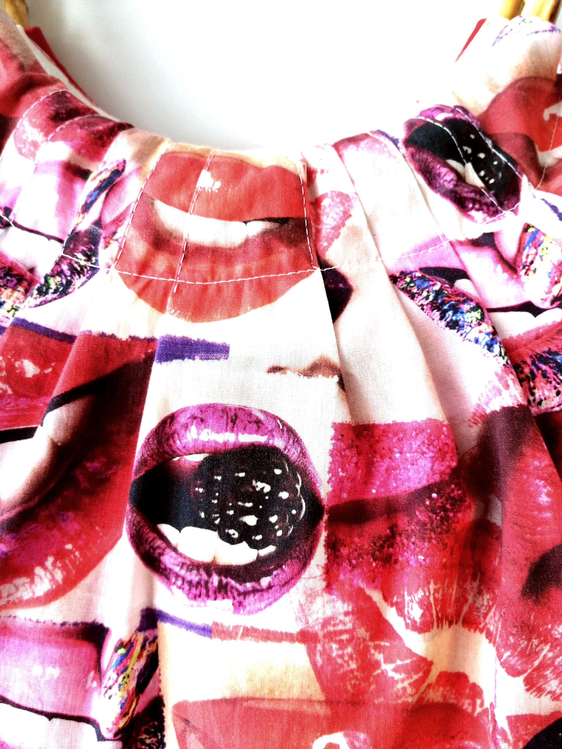 Tasche Bambusringe zero waste Resteverwertung Unikat pink rot weiß Kisses – Bild 4