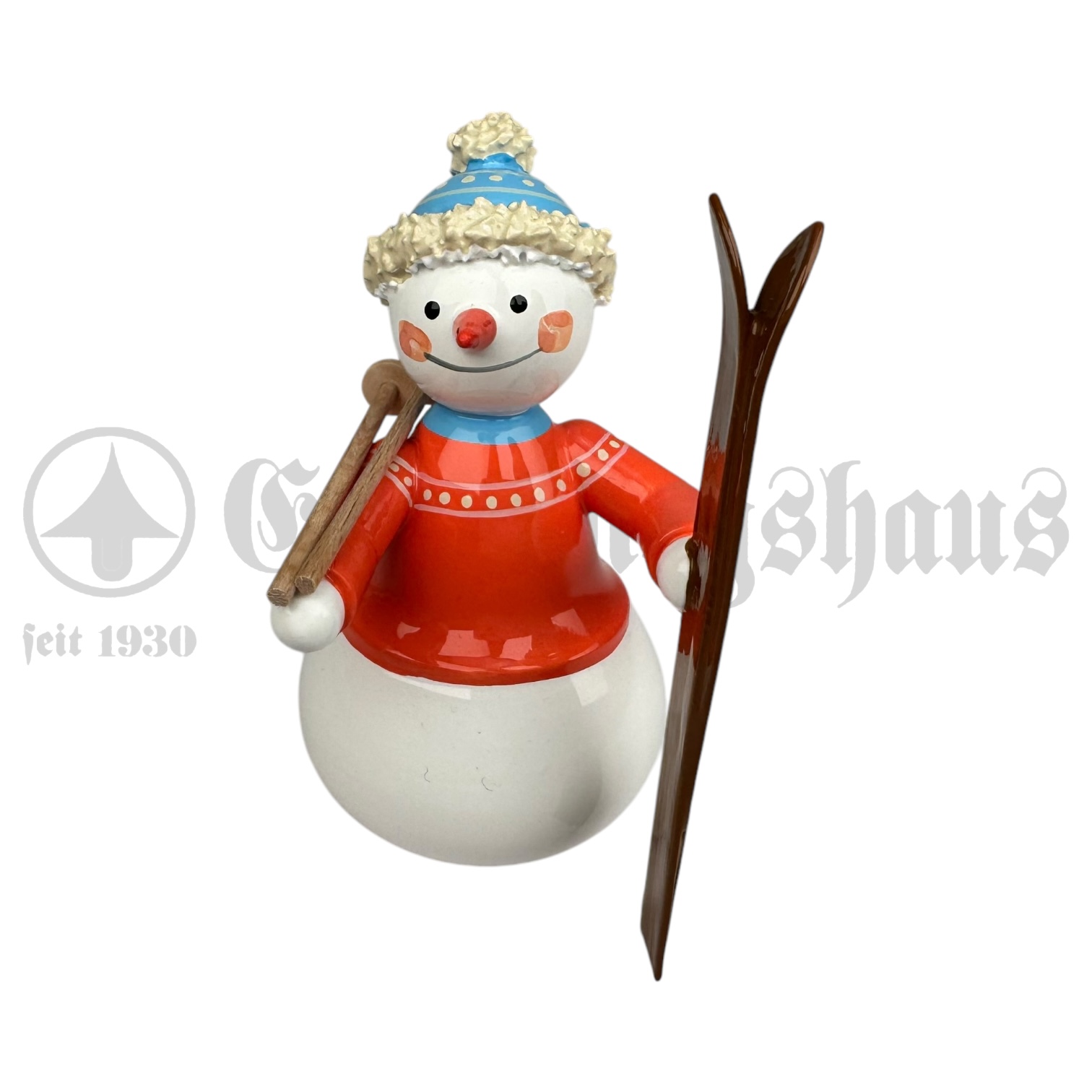 Schneemann mit Ski und Stöcken – Bild 2