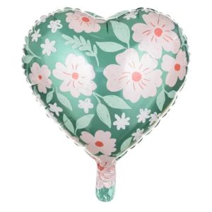 Folienballon, Herz mit Blumen