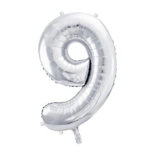 XL Folienballon Zahl “9” Silber
