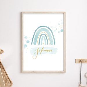 Poster Regenbogen “blue & yellow” DIN A5 – ohne Rahmen