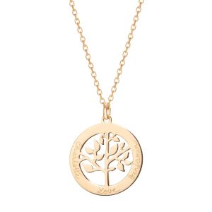Personalisierte Baum des Lebens Halskette in 18kt Vergoldung