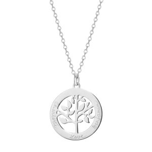 Personalisierte Baum des Lebens Halskette in 925er Sterlingsilber