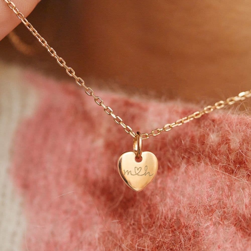 Personalisierte Du & Ich Mini Herz Halskette in 18kt Rosévergoldung – Bild 2