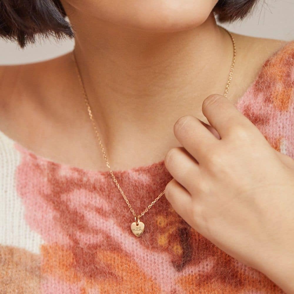 Personalisierte Du & Ich Mini Herz Halskette in 18kt Rosévergoldung – Bild 3