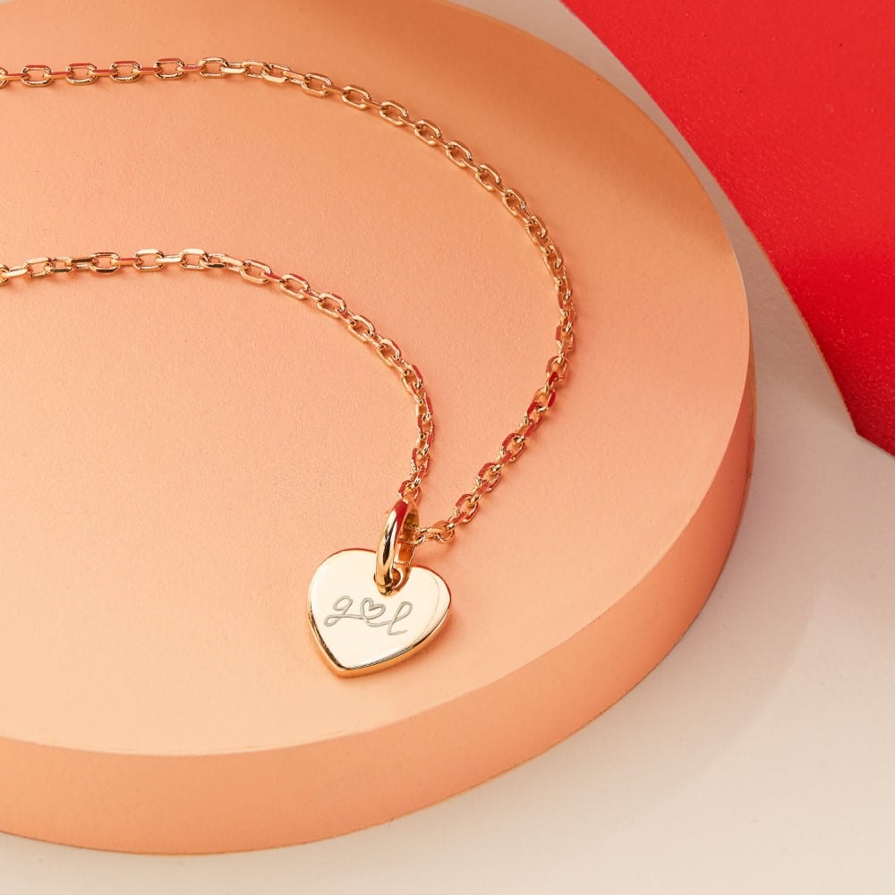 Personalisierte Du & Ich Mini Herz Halskette in 18kt Rosévergoldung – Bild 4