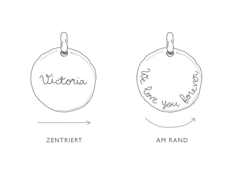 Personalisierte große gehämmerte Plättchen Halskette mit Halbedelstein in 925er Sterlingsilber – Bild 4