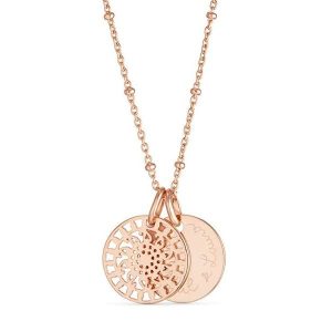 Personalisierte Mandala Halskette in 18kt Rosévergoldung