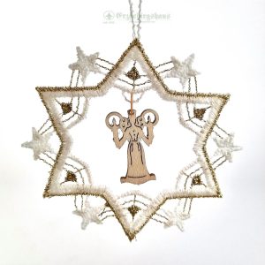 Baumschmuck Stern mit Engel Plauener Spitze®