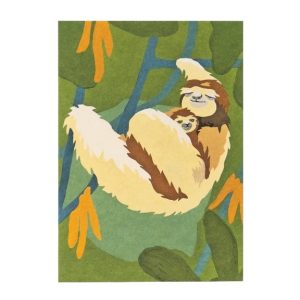 Postkarte Kunstdruck, Faultier und Baby