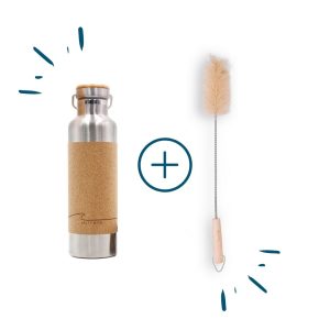 Salty Mind Edelstahltrinkflasche Kork Wave 750ml + Flaschenbürste
