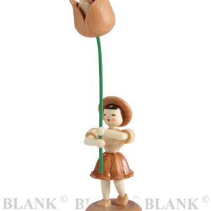 Blumenmädchen mit Tulpe in Naturtönen