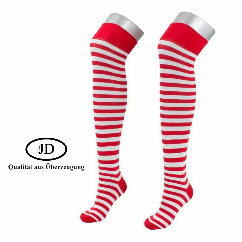 JD Overknee Ringel Rot/Weiß, 36-38