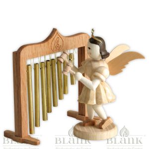 Engel mit Röhrenglocken natur, kurzer natur Faltenrock