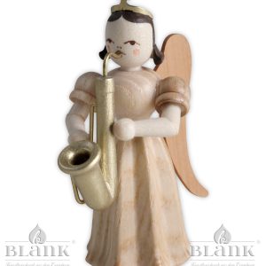 Faltenlangrockengel mit Saxophon natur, langer natur Faltenlangrock