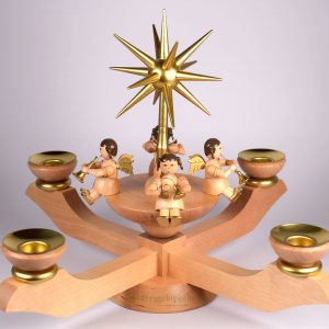 Adventsleuchter natur mit 4 sitzenden Engeln