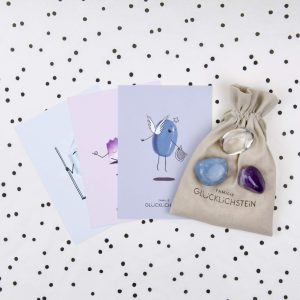 Set aus Angelit, Amethyst und Bergkristall “Team Sicher und Geborgen”