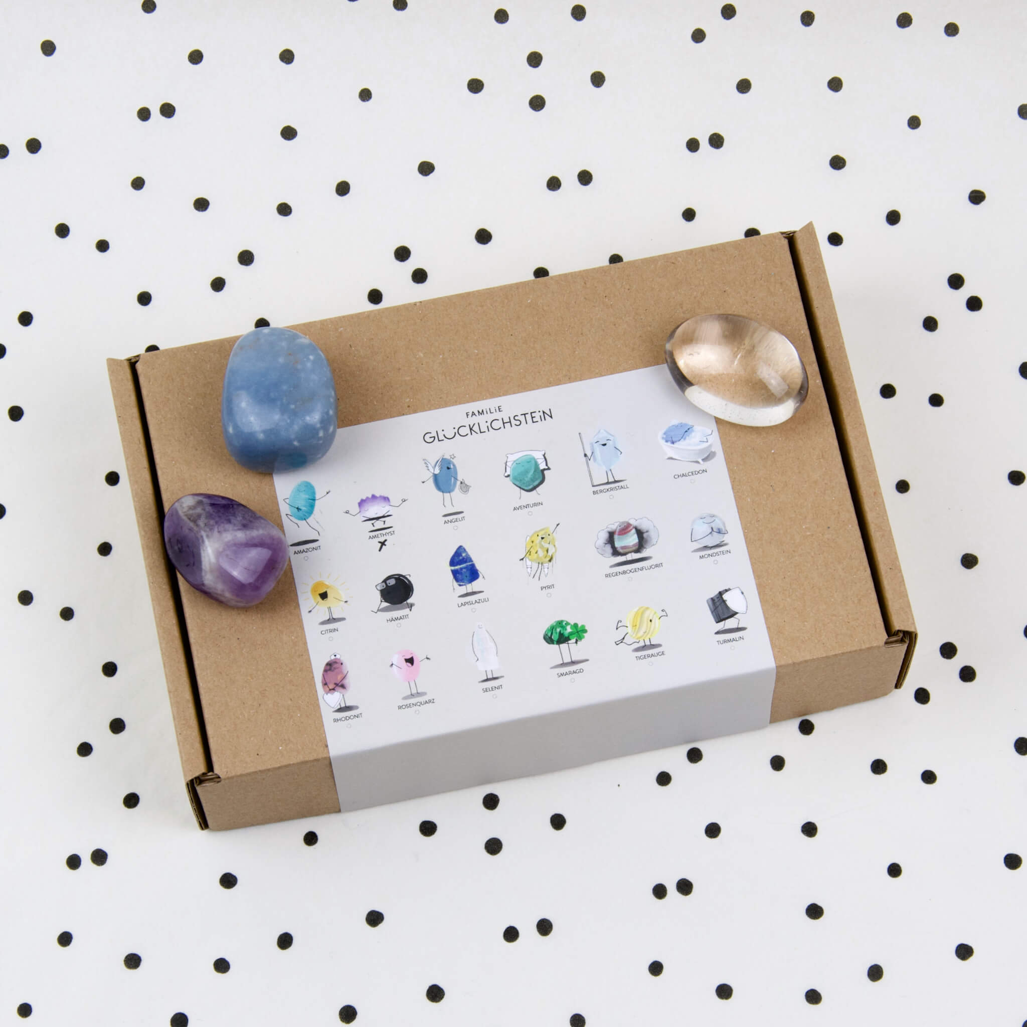 Set aus Angelit, Amethyst und Bergkristall “Team Sicher und Geborgen” – Bild 4