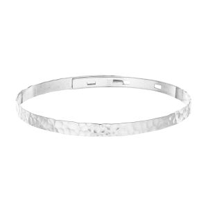 Personalisierter gehämmerter flacher Armreif in 925er Sterlingsilber