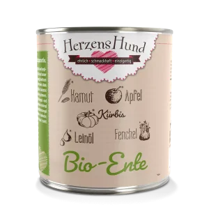 HerzensHund | Hundefutter nass Bio-Ente mit Bio Gemüse 6 x 800g Dose